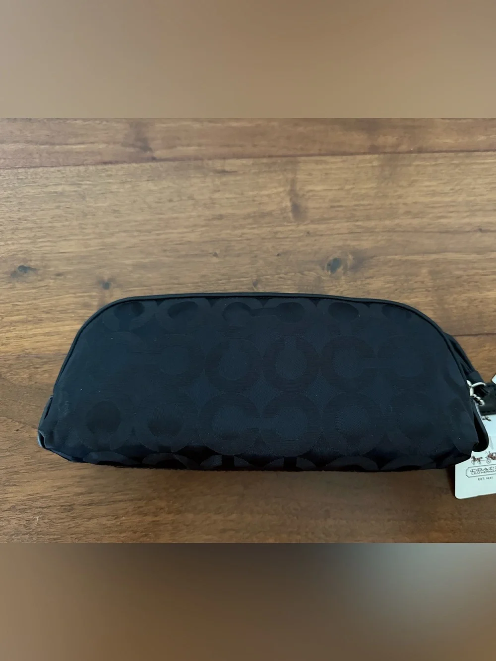 NEW Vintage Coach Juliet Nylon Op Art Signature Brush Cosmetic Case Pouch Black